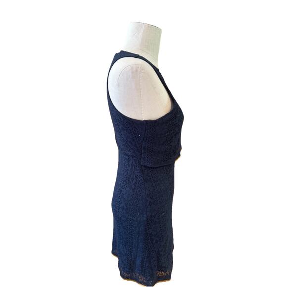 Abercrombie & Fitch Shift Dress Women Small Black Lace Eyelet Sleeveless Zipper - Picture 3 of 6